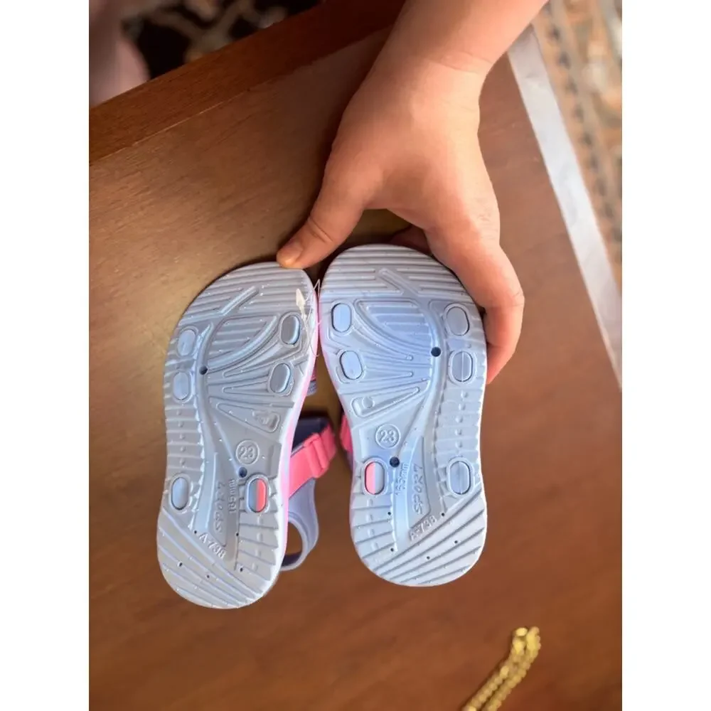 Toddler Size 23 / US 7 Baby Love Pink Blue Sandals Velcro Summer Shoes